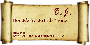 Bordás Juliánusz névjegykártya